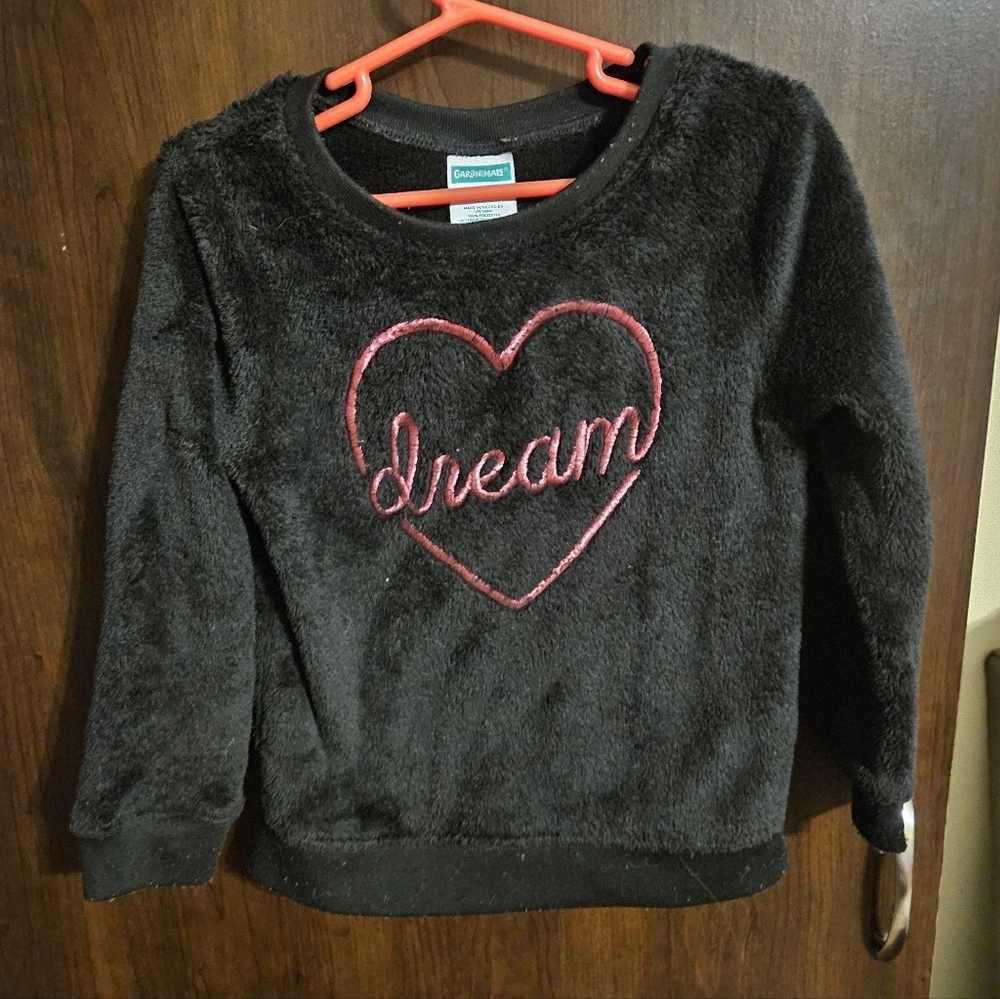 Garanimals Black Fuzzy Sweater with Pink Heart